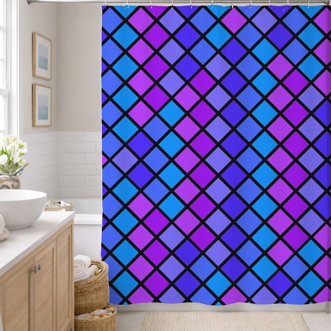 Rideaux De Douche Mosaïque Turquoise Violet Rose (Créateur téléchargé)