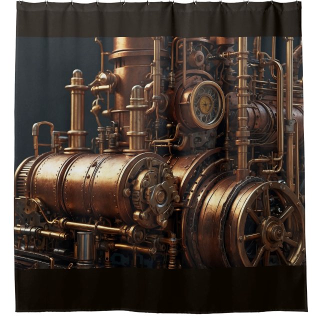 Rideaux De Douche Moteur industriel Steampunk (Devant)