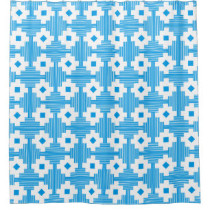 Rideaux De Douche Motif 061214 - Blanc avec bleu 009dea