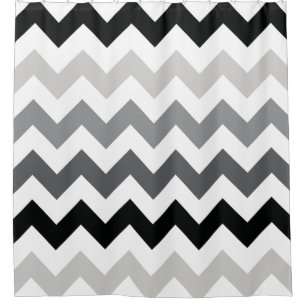 Rideaux De Douche Motif à bandes ondulées noir et gris chevron