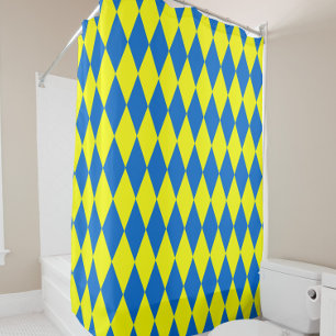 Rideaux De Douche Motif à carreaux Harlequin bleu jaune 
