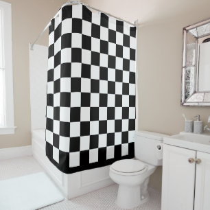 Rideaux De Douche Motif à carreaux noir et blanc