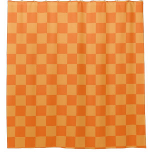 Rideaux De Douche Motif à carreaux orange clair et foncé 