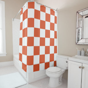 Rideaux De Douche Motif à carreaux orange et blanc