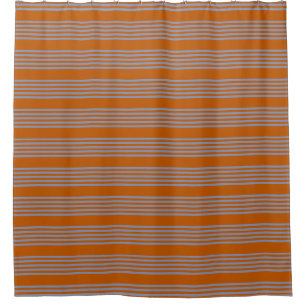 Rideaux De Douche Motif à cinq bandes bleu-gris et orange brûlé