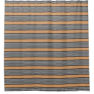 Rideaux De Douche Motif à cinq bandes noir et blanc avec bronzage