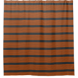 Rideaux De Douche Motif à cinq bandes orange et charbon de bois
