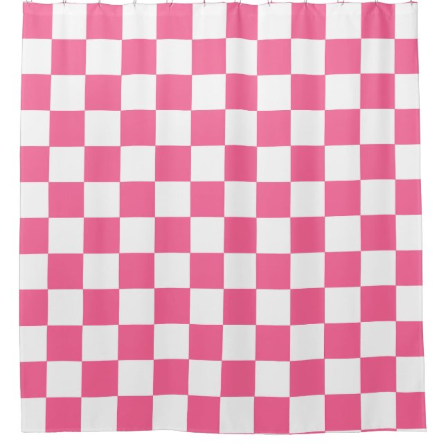 Rideaux De Douche Motif À damiers chèque rose blanc (Devant)