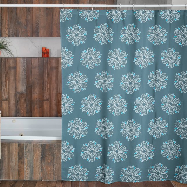 Rideaux De Douche Motif à fleurs en bleu et blanc (Créateur téléchargé)