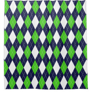 Rideaux De Douche Motif à motifs de losanges bleu et vert
