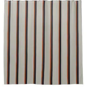 Rideaux De Douche Motif à rayures gris argent rouge orange moderne