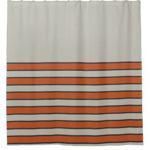 Rideaux De Douche Motif à rayures gris argent rouge orange moderne