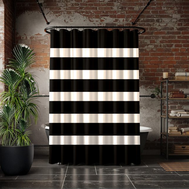 Rideaux De Douche Motif à rayures noir et blanc (Créateur téléchargé)