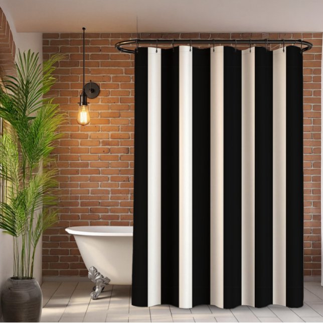 Rideaux De Douche Motif à rayures verticales noir et blanc (Créateur téléchargé)