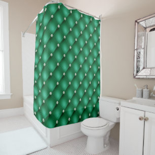 Rideaux De Douche Motif à touffes en diamant vert de luxe