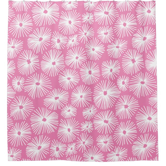 Rideaux De Douche Motif Abstrait 101115 - Blanc sur Rose ef84b4 (Devant)