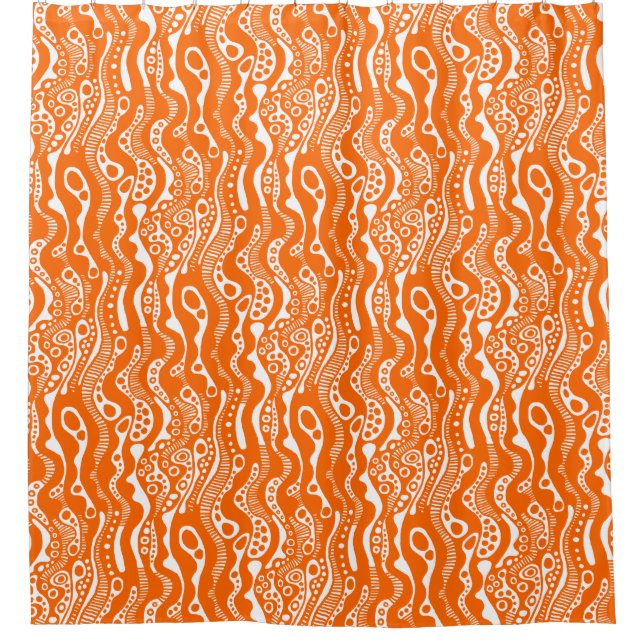 Rideaux De Douche Motif Abstrait 130621 - Orange et blanc (Devant)