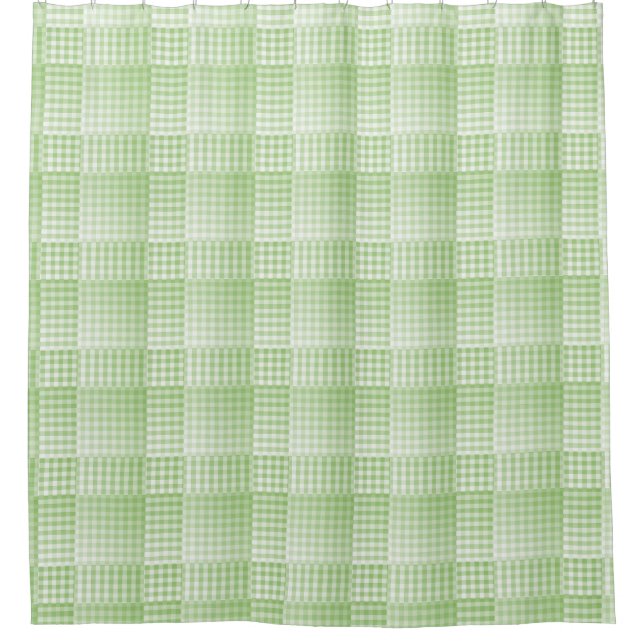 Rideaux De Douche Motif Abstrait à Damier Vert Blanc (Devant)