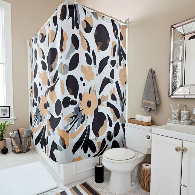 Rideaux De Douche Motif abstrait aux tons terreux (Créateur téléchargé)
