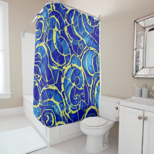 Rideaux De Douche Motif Abstrait Bleu clair Mosiac