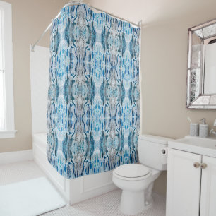 Rideaux De Douche Motif abstrait bleu glace symétrique serein de tai