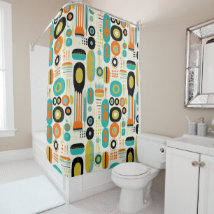 Rideaux De Douche Motif abstrait Coloré Rétro Moderne du Milieu du S