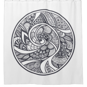 Rideaux De Douche Motif abstrait dans le style de Zen-Griffonnage