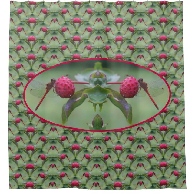 Rideaux De Douche Motif Abstrait de la libellule rouge (Devant)