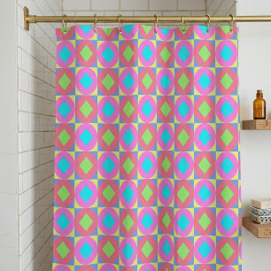 Rideaux De Douche Motif Abstrait Géométrique Psychédélique Vibrant