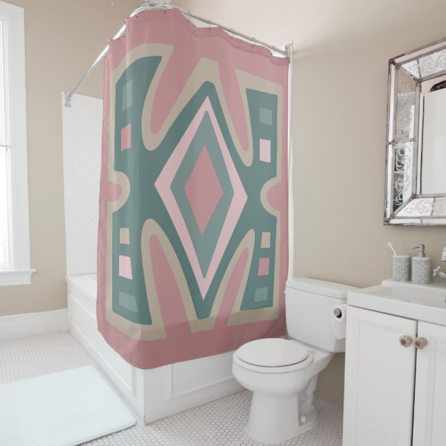 Rideaux De Douche Motif abstrait moderne africain déco boho (En situation)