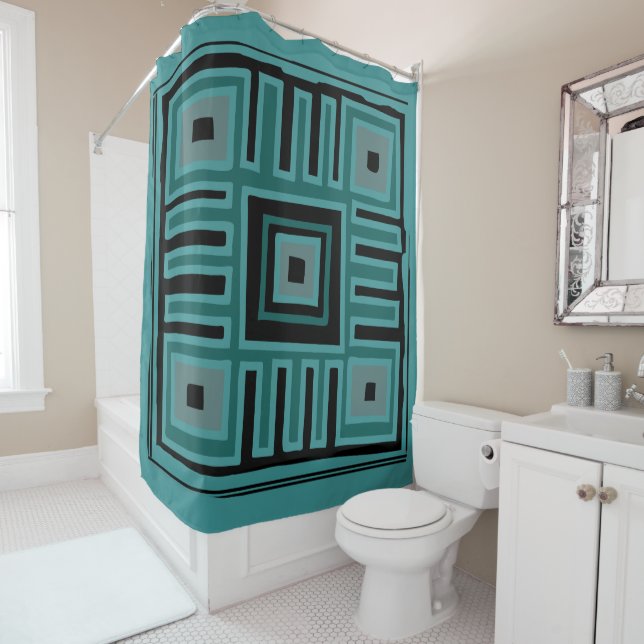 Rideaux De Douche Motif abstrait moderne déco africain boho (En situation)