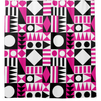 Rideaux De Douche Motif abstrait moderne du milieu du siècle.