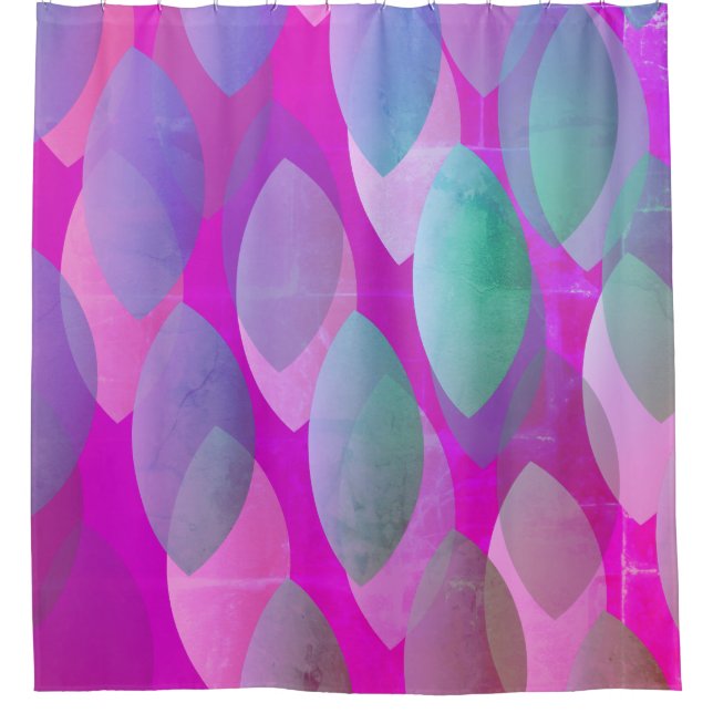 Rideaux De Douche Motif Abstrait moderne | Magenta Purple Rose Turqu (Devant)