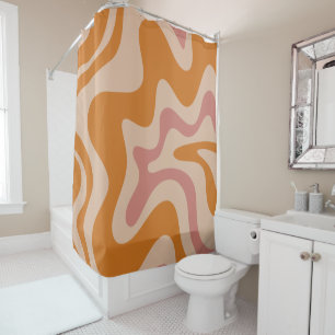 Rideaux De Douche Motif Abstrait Orange Rose de la tortue rétro