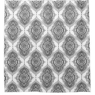 Rideaux De Douche Motif Abstrait Ornate Noir TearDrop
