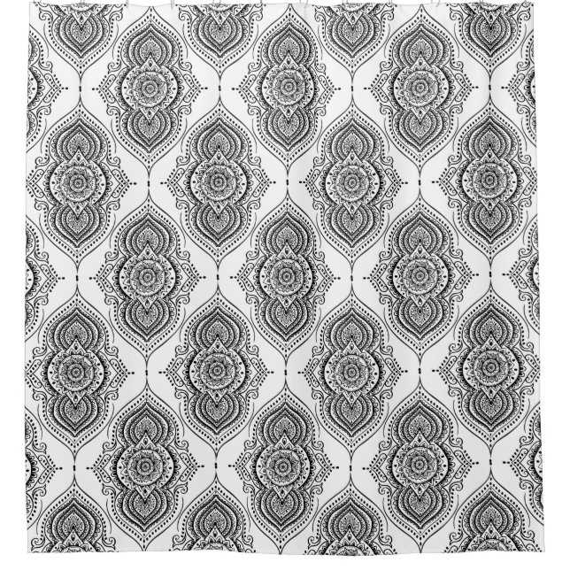 Rideaux De Douche Motif Abstrait Ornate Noir TearDrop (Devant)