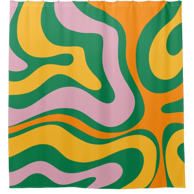 Rideaux De Douche Motif Abstrait rétro moderne et dynamique (Devant)
