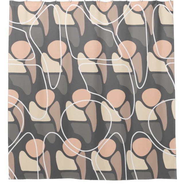 Rideaux De Douche Motif Abstrait rétro Peach Slate Grey (Devant)