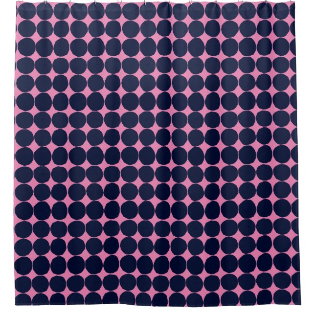 Rideaux De Douche Motif Abstrait Rétro Points Noir et rose (Devant)