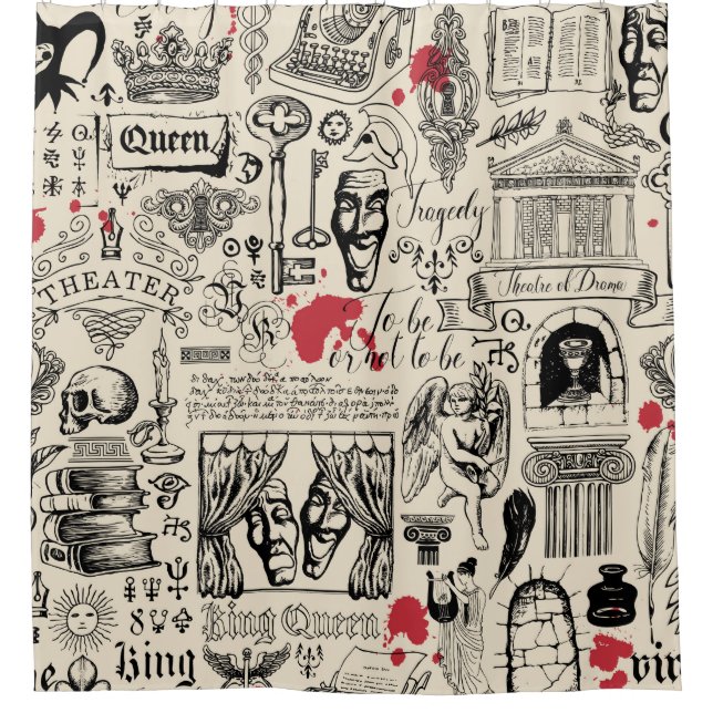 Rideaux De Douche motif Abstrait sans faille sur le thème du théâtre (Devant)