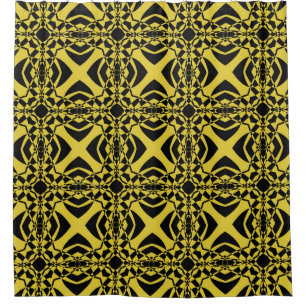 Rideaux De Douche motif Abstrait transparent de couleur noir et or 