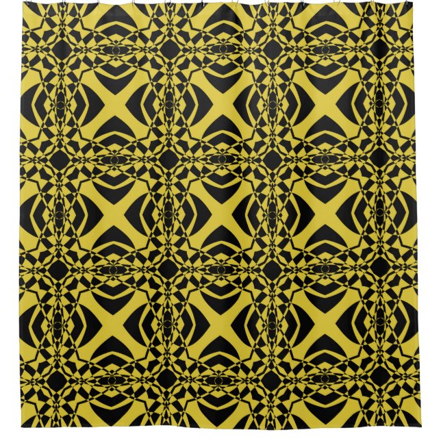 Rideaux De Douche motif Abstrait transparent de couleur noir et or  (Devant)