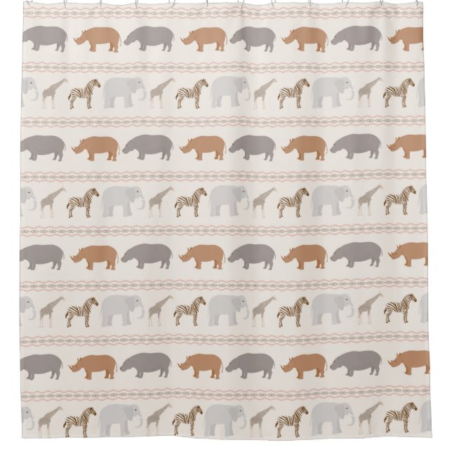 Rideaux De Douche Motif africain 1 d'animaux (Devant)