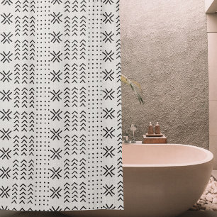 Rideaux De Douche Motif africain de la nappe blanche noire moderne