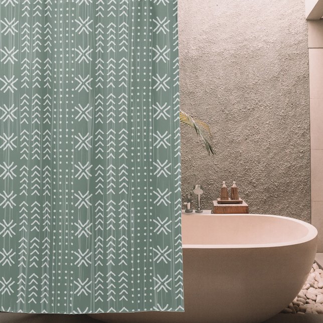 Rideaux De Douche Motif africain moderne Sage Vert boue (Créateur téléchargé)