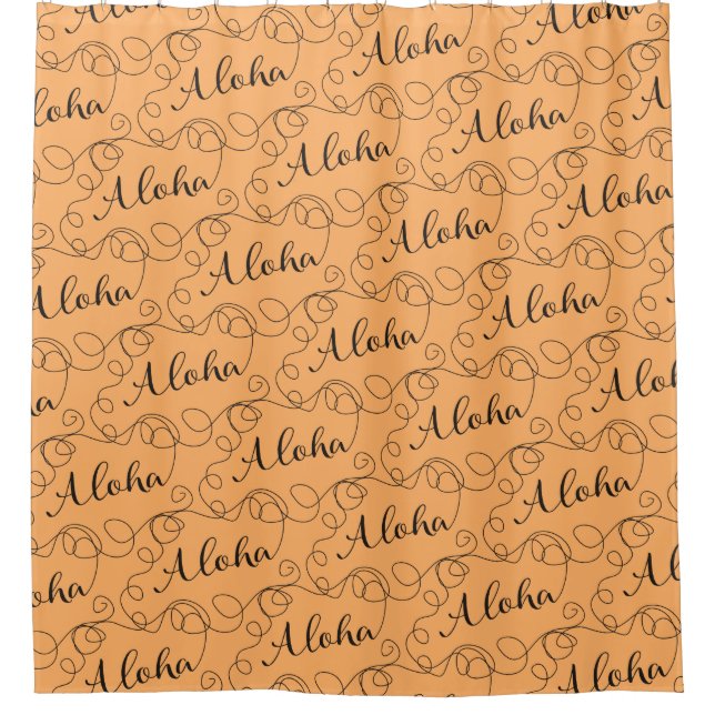 Rideaux De Douche MOTIF ALOHA noir transparent avec LIGNES (Devant)