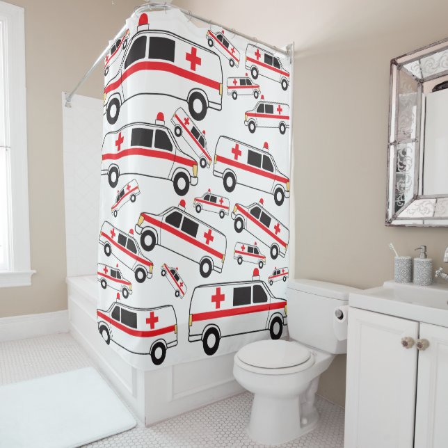 Rideaux De Douche Motif ambulancier (En situation)