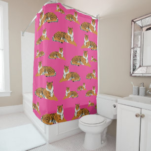 Rideaux De Douche Motif animal de tigre orange rose