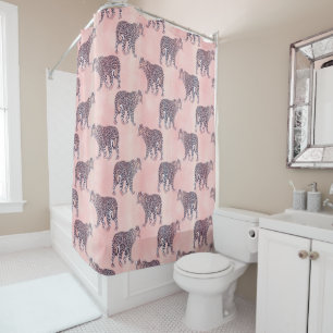 Rideaux De Douche Motif animal léopard rose moderne