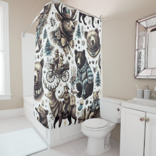 Rideaux De Douche Motif Animaux d'hiver vintages